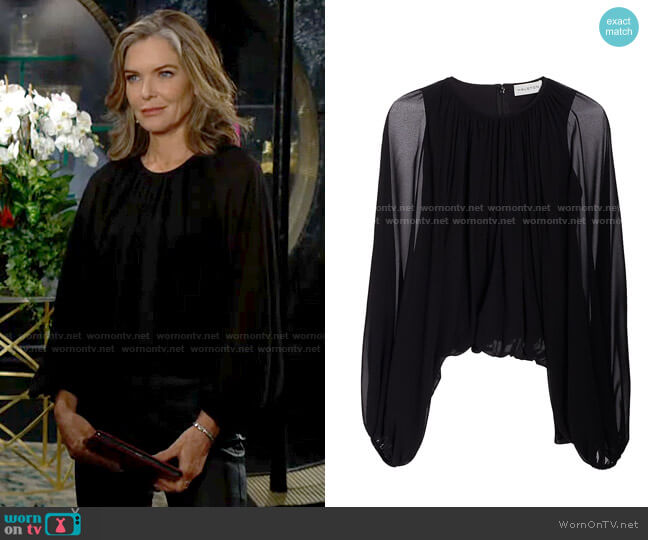 Halston Cara Chiffon Blouson Top worn by Diane Jenkins (Susan Walters) on The Young and the Restless