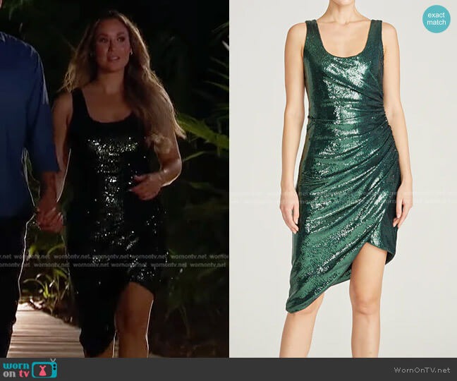 Halston Rollin Sequin Asymmetric Dress worn by Rachel Recchia on The Bachelorette