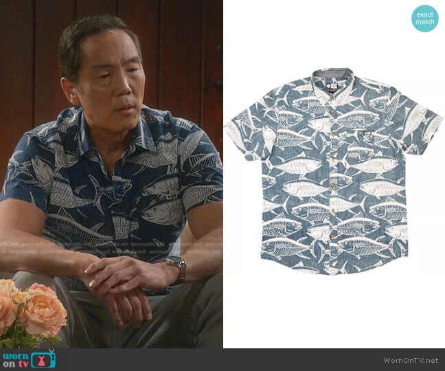Salty Crew Longline Woven Short Sleeve Shirt worn by Chozen Toguchi (Yuji Don Okumoto) on Cobra Kai