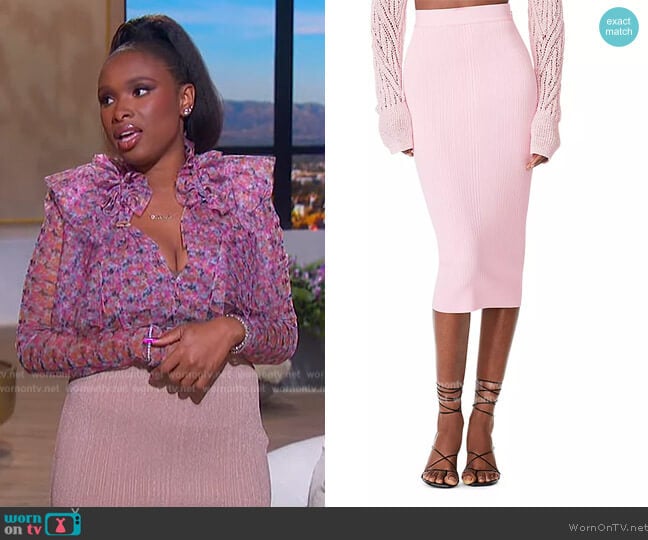 Herve Leger Variegated Rib Skirt worn by Jennifer Hudson on The Jennifer Hudson Show