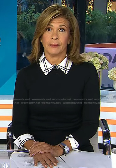 Hoda’s black plaid collared sweater on Today
