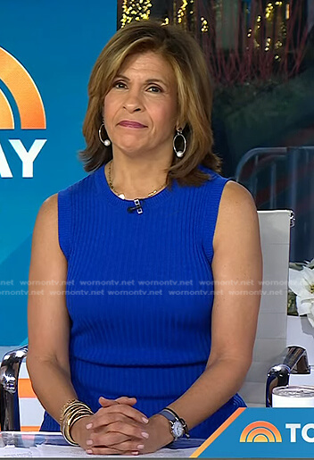 Hoda’s blue ribbed sleeveless dress on Today
