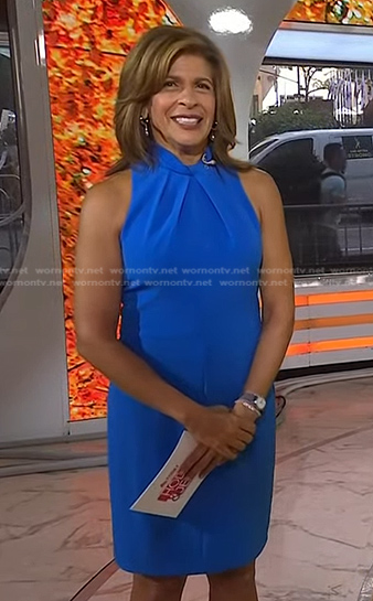 Hoda’s blue twist neck dress on Today