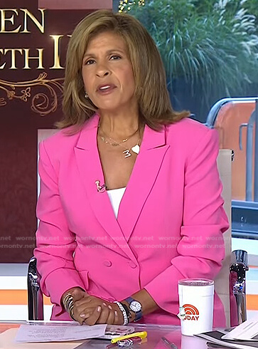 Hoda’s pink ruched sleeve blazer on Today