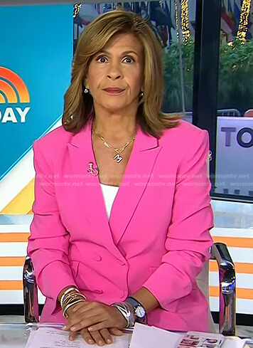 Hoda’s pink ruched sleeve blazer on Today
