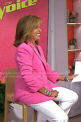 Hoda’s pink ruched sleeve blazer on Today