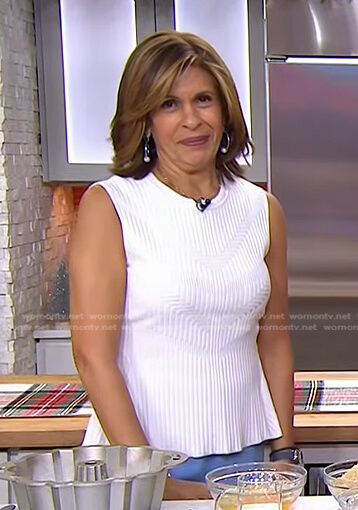 Hoda’s white ribbed peplum top on Today