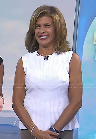 Hoda’s white ribbed peplum top on Today