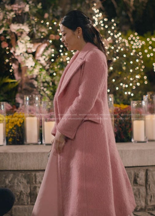 Ingrid’s long pink coat on Partner Track