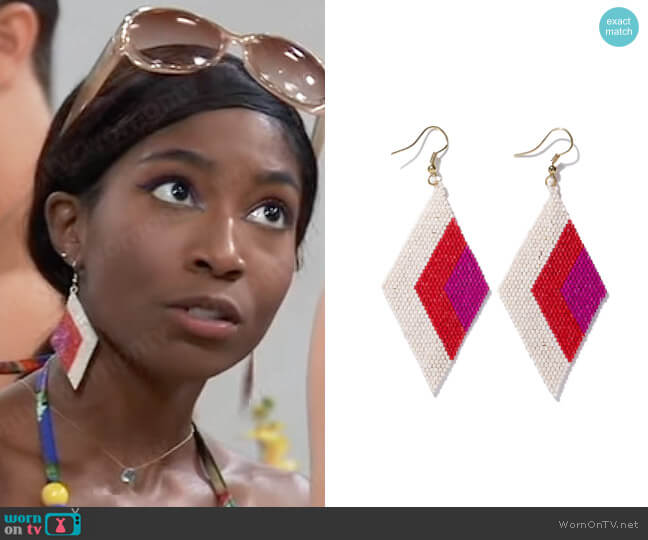 Ink + Alloy Scarlet & Magenta Diamond Earrings worn by Trina Robinson (Tabyana Ali) on General Hospital