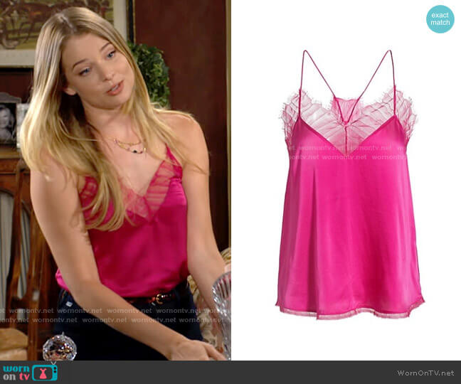 IRO Berwyn Cami in Candy Pink worn by Summer Newman (Allison Lanier) on The Young and the Restless