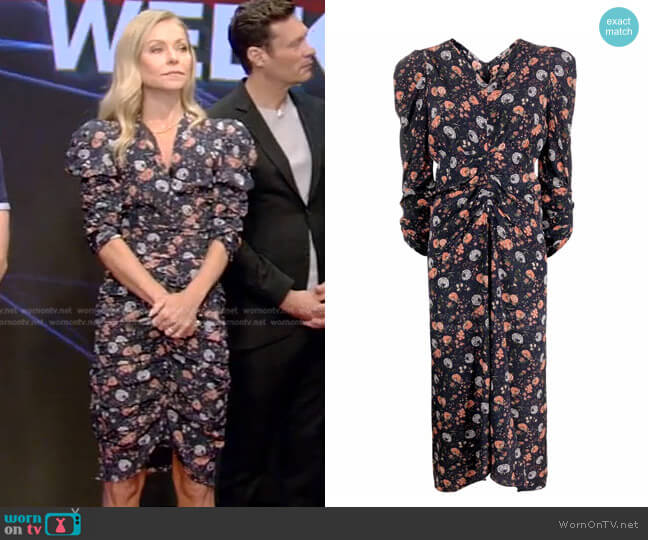 Isabel Marant Albi Floral-Print Midi Dress worn by Kelly Ripa on Live with Kelly and Mark