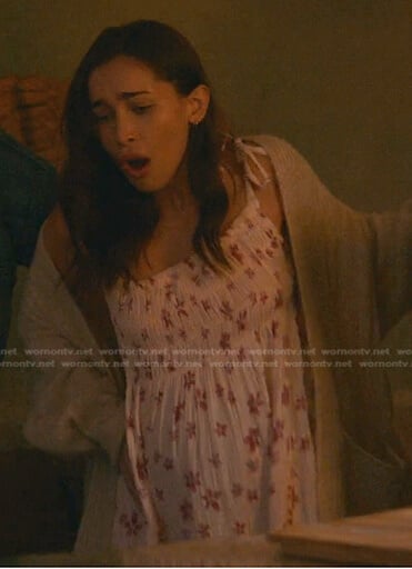 Isabella’s white floral smocked dress on Good Trouble