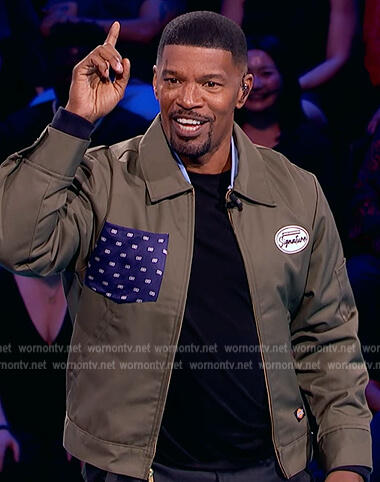 Jamie Foxx’s patch jacket on Beat Shazam