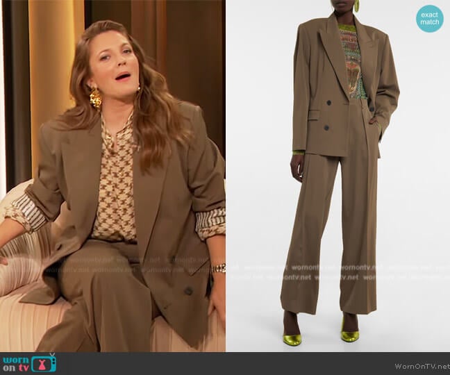 Jean Paul Gaultier Double-breasted wool-blend blazer worn by Drew Barrymore on The Drew Barrymore Show