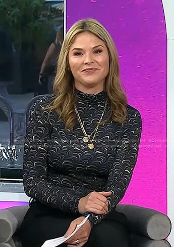 Jenna’s black print mock neck top on Today