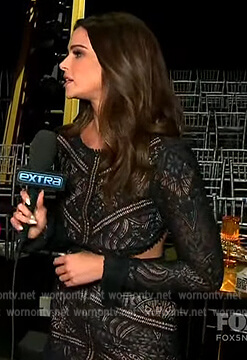 Jennifer’s black lace cutout dress on Extra