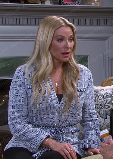 Jennifer’s tweed belted jacket on Days of our Lives