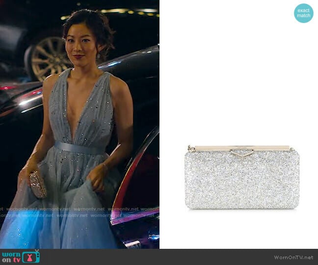 Jimmy Choo Ellipse Clutch worn by Ingrid Yun (Arden Cho) on Partner Track