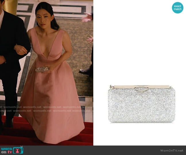 Jimmy Choo Ellipse Clutch worn by Ingrid Yun (Arden Cho) on Partner Track