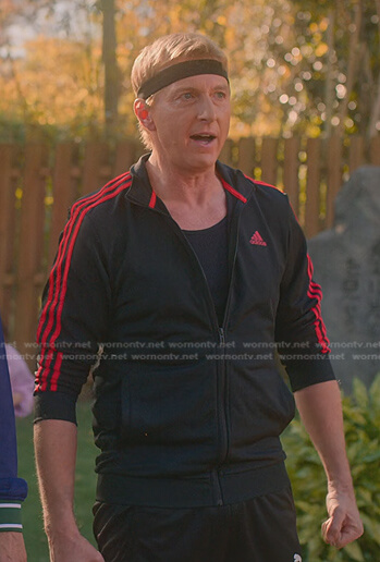 Johnny’s red stripe track jacket on Cobra Kai