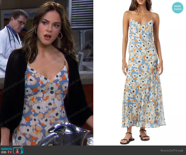 Joie Markus Floral Print Silk Maxi Dress worn by Stephanie Johnson (Abigail Klein) on Days of our Lives