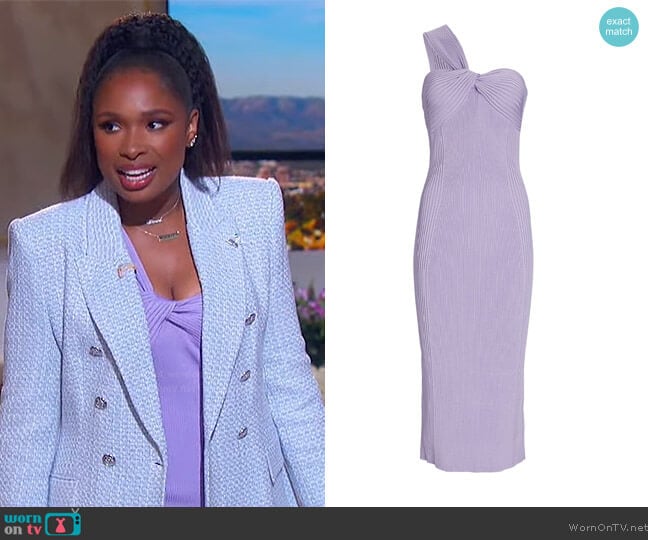 Jonathan Simkhai Laurena One-Shoulder Rib Knit Midi Dress worn by Jennifer Hudson on The Jennifer Hudson Show