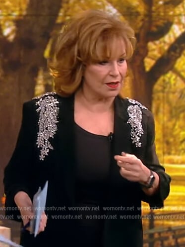 Joy’s black crystal embellished blazer on The View