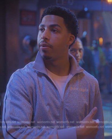 Junior’s gray metallic track jacket and pants on Grown-ish