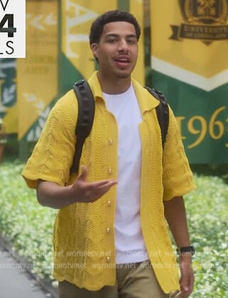 Junior’s yellow crochet knit cardigan on Grown-ish