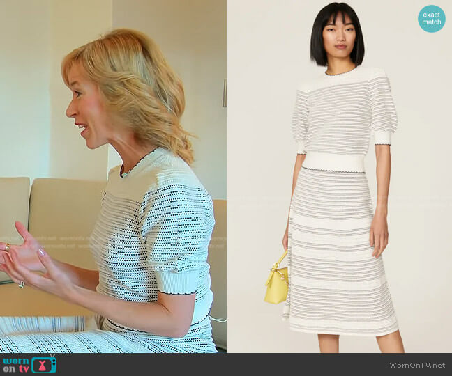 Kate Spade Striped Scallop Sweater worn by Rebecca Robbins on Today