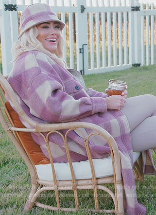 Kathryn purple checked coat and hat on Southern Charm