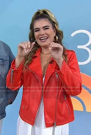 Kathy Suarez Buccio’s red lealther moto jacket on Today