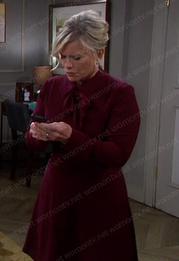 Kayla’s burgundy tie neck dress on Days of our Lives