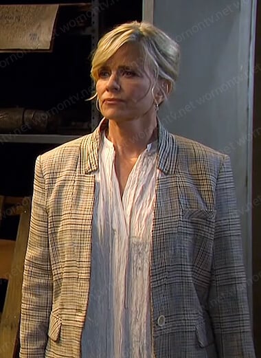Kayla’s plaid blazer on Days of our Lives
