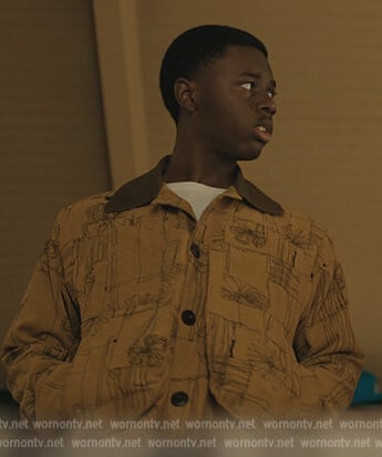Kevin’s mustard printed jacket on The Chi