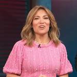 Kit’s pink pearl embellished sweater on Access Daily