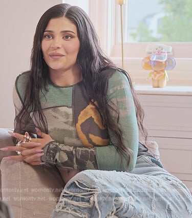 Kylie’s printed long sleeve top on The Kardashians