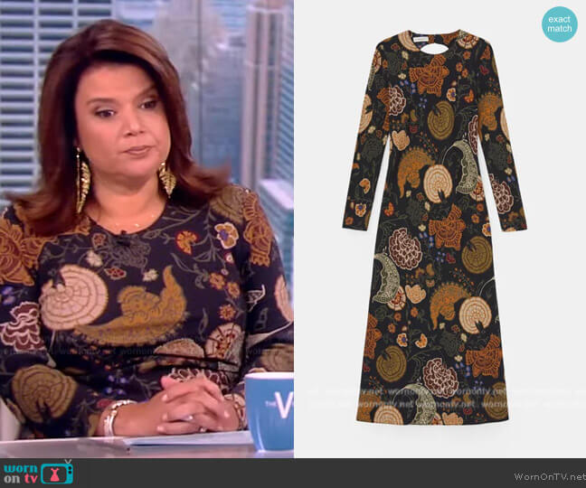 Lafayette 148 Bohemia Bloom Viscose Keyhole Back Midi Dress worn by Ana Navarro on The View