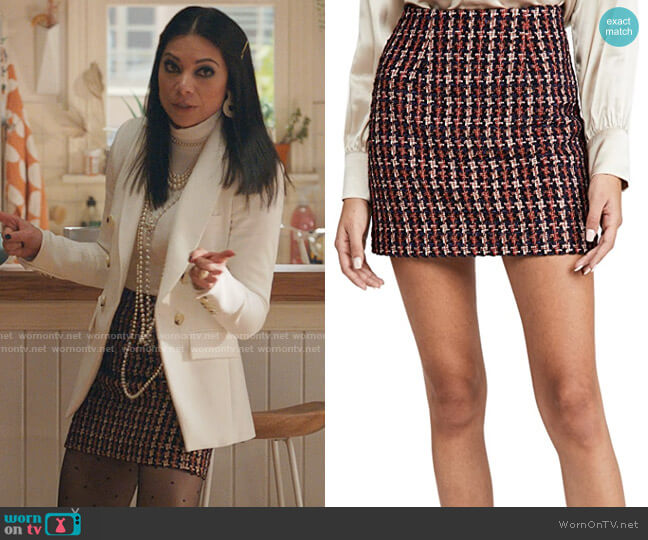 L'Agence Livia Skirt in Navy/Orange Tweed worn by Nikki Ramos (Ginger Gonzaga) on She-Hulk Attorney at Law