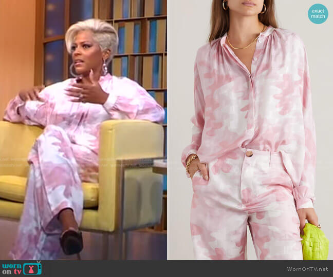 Lanvin Camouflage-Print Silk-Blend Jacquard Blouse worn by Tamron Hall on Good Morning America