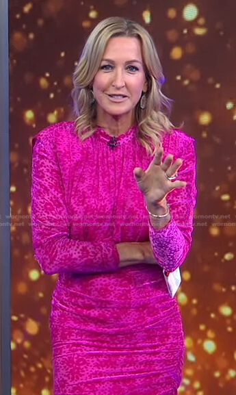 Lara’s pink floral burnout dress on Good Morning America