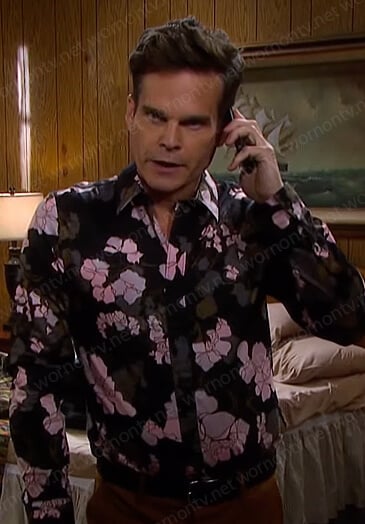 Leo’s black floral shirt on Days of our Lives