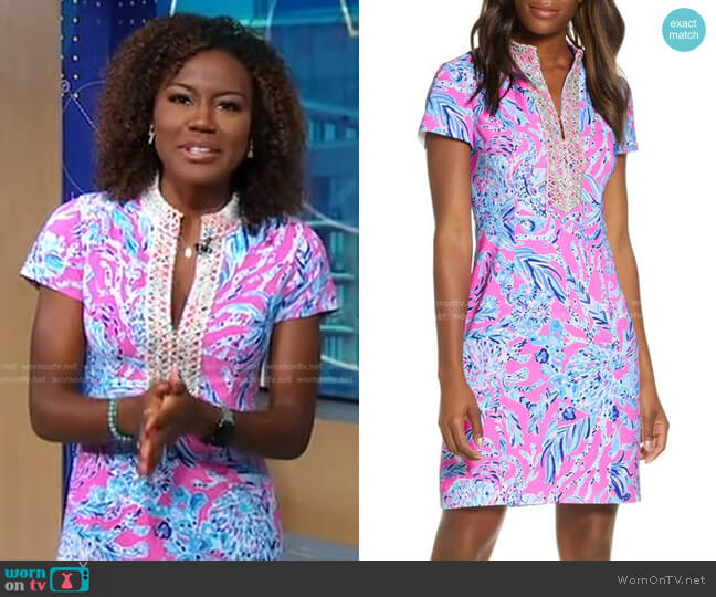 Lilly Pulitzer Adrena Stretch A-Line Dress worn by Janai Norman on Good Morning America