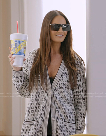 Lisa’s grey print cardigan on The Real Housewives of Salt Lake City