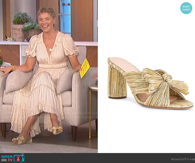 Loeffler Randall Penny High Heel Pleated Knot Slide worn by Amanda Kloots on The Talk