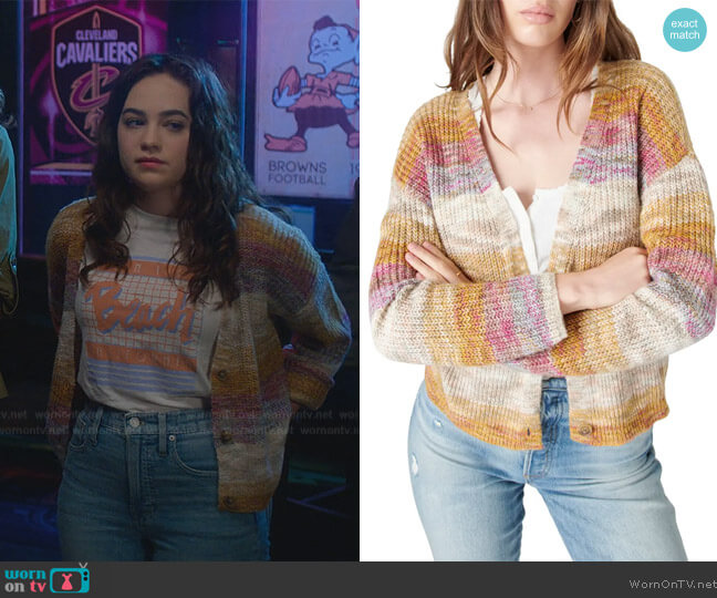Lucky Brand Ombre Stripe Cardigan Sweater worn by Samantha LaRusso (Mary Mouser) on Cobra Kai