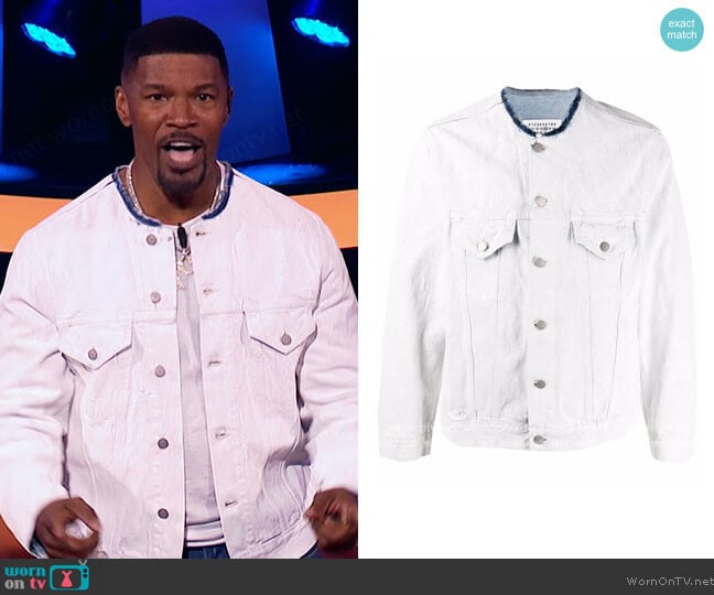 Maison Margiela Raw-cut Denim Jacket worn by Jamie Foxx on Beat Shazam