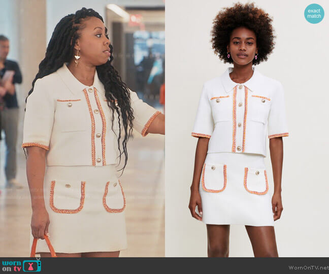Maje Misal Short Sleeve Sweater worn by Malika (Toccarra Cash) on Everythings Trash