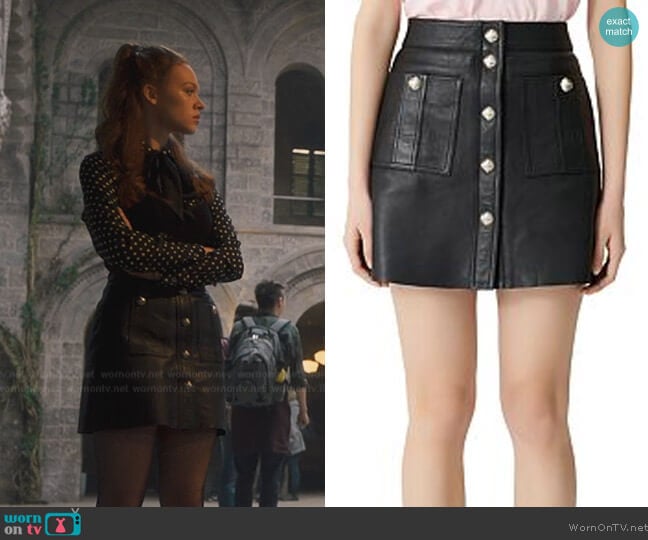 Maje Jeate Leather Mini Skirt worn by Beatrix (Sadie Soverall) on Fate The Winx Saga
